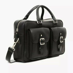 Thursday Boot Company Continental Briefcase Black Leather Strap Bag